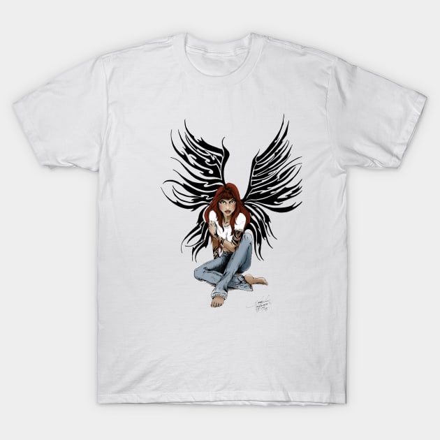 Blue Jean Angel T-Shirt by tigressdragon